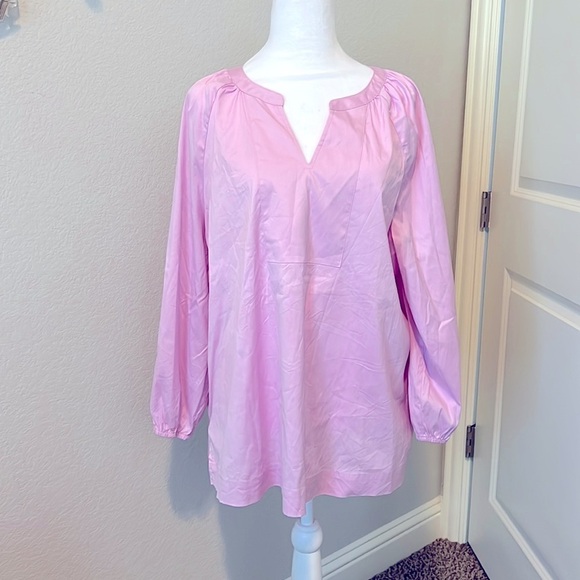 Chicos Long Sleeve Pink Cotton Blouse Size 3P - Picture 1 of 4